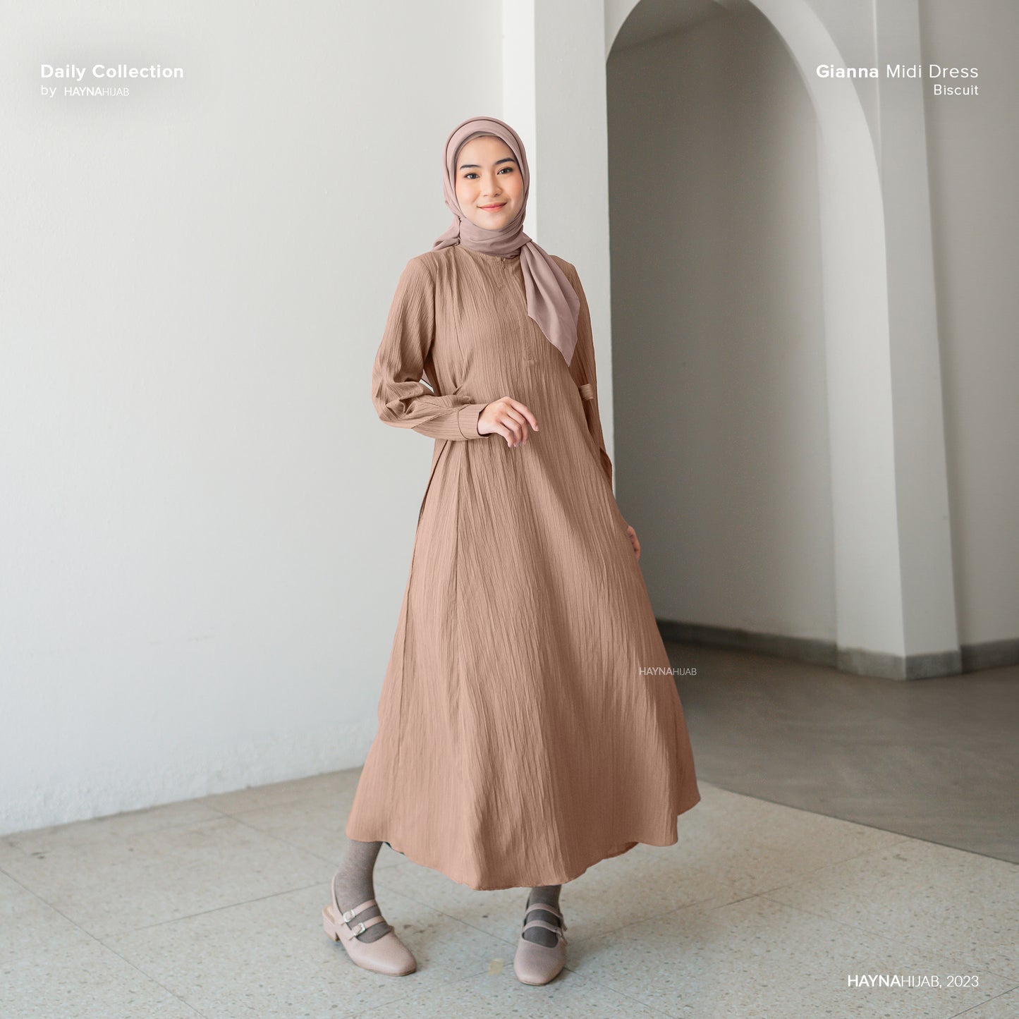 Gianna Midi Dress - Biscuit