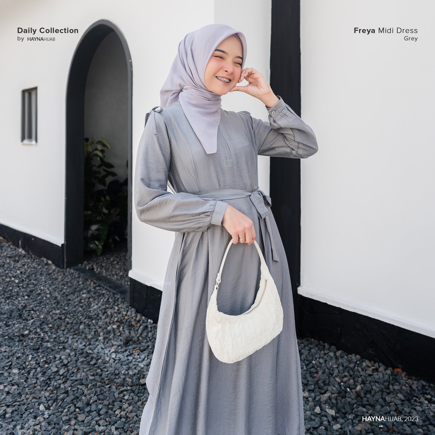 Freya Midi Dress - Grey