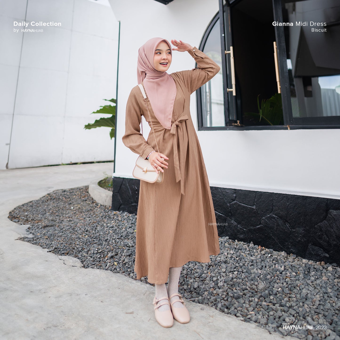 Gianna Midi Dress - Biscuit