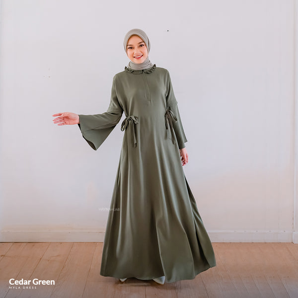 Myla Dress - Cedar Green