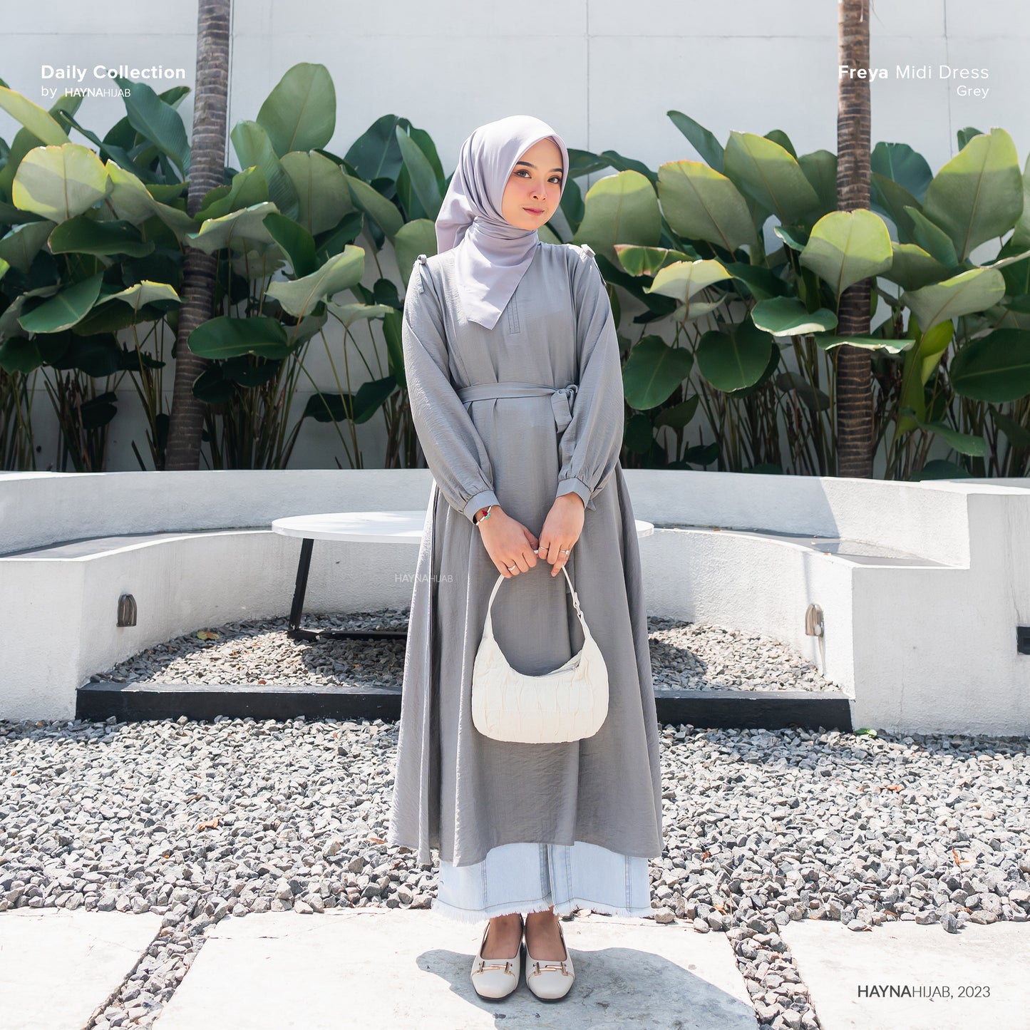 Freya Midi Dress - Grey