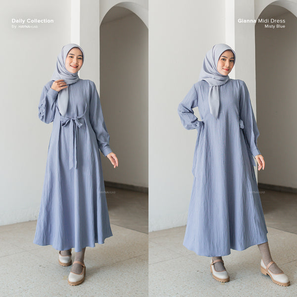 Gianna Midi Dress - Misty Blue