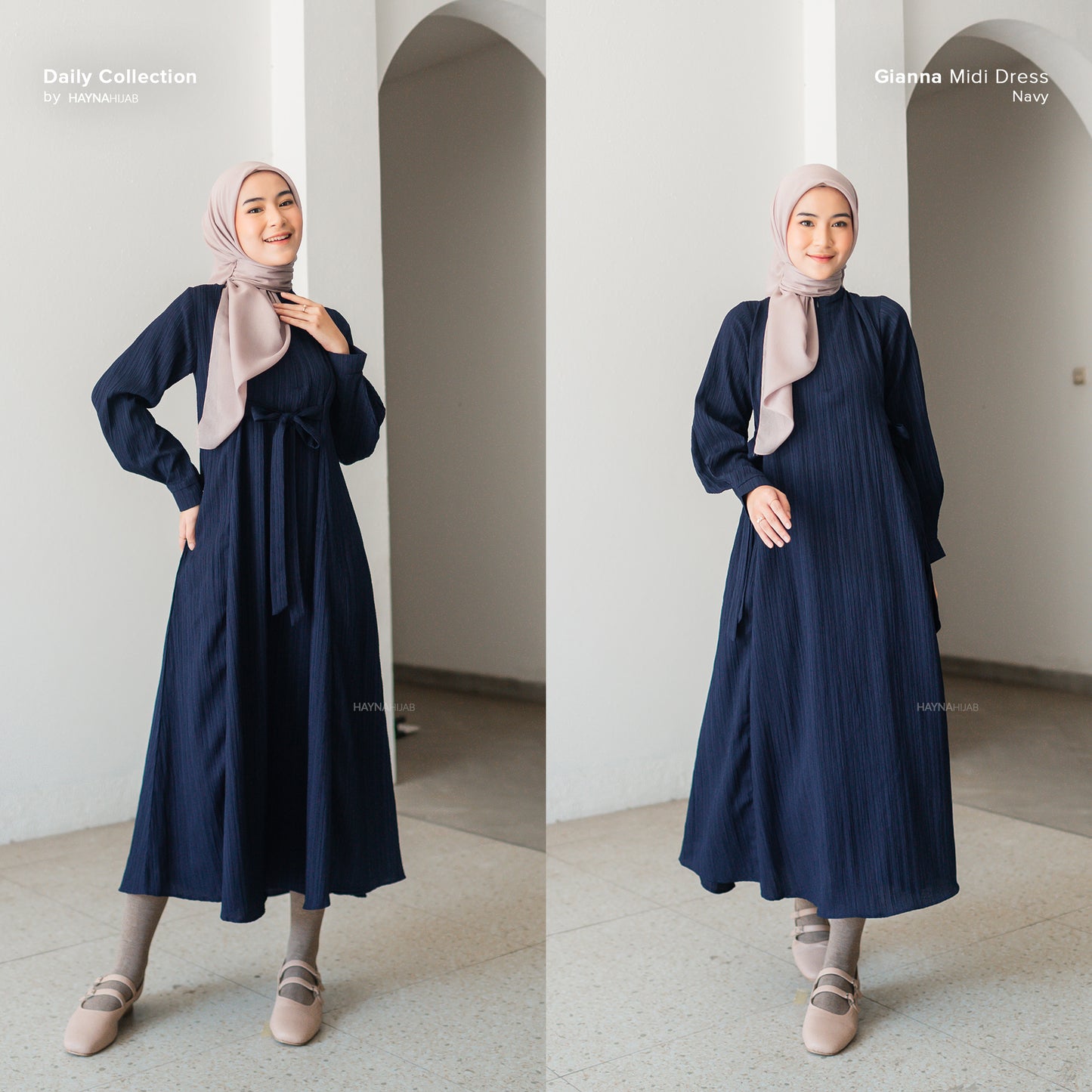 Gianna Midi Dress - Navy