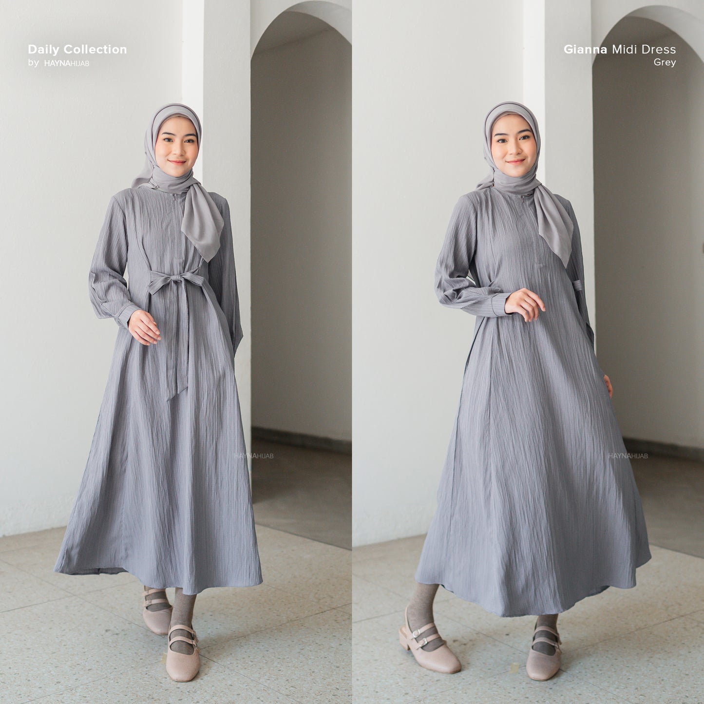 Gianna Midi Dress - Grey